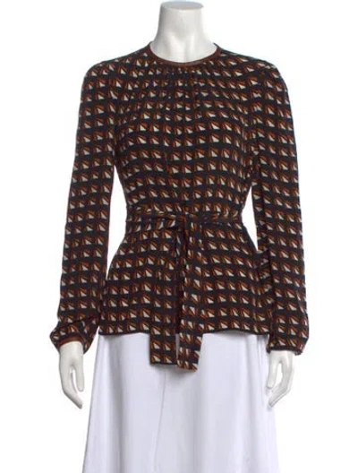 Pre-owned Prada 2014 Patterned Blouse In Black