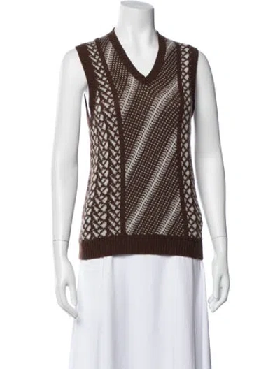 Pre-owned Prada 2014 Patterned Sweater Vest In Brown