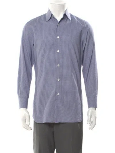 Pre-owned Prada 2014 Plaid Print Shirt In Blue
