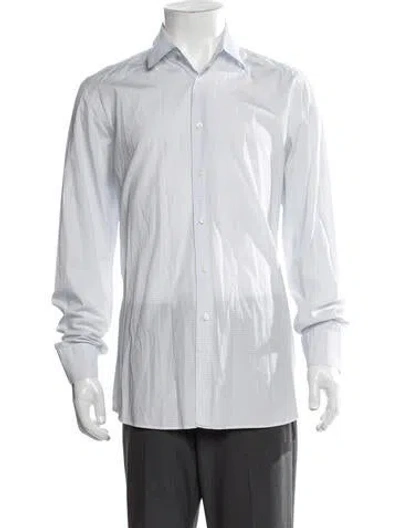 Pre-owned Prada 2014 Polka Dot Print Dress Shirt In White