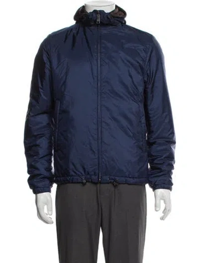 Pre-owned Prada 2014 Reversible Puffer Coat In Blue