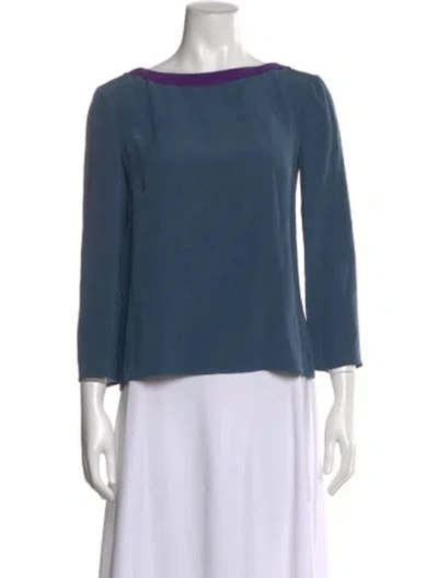 Pre-owned Prada 2014 Silk Blouse In Blue