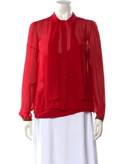 Pre-owned Prada 2014 Silk Blouse W/ Tags In Red