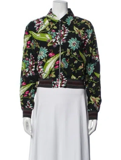Pre-owned Prada 2014 Silk Bomber Jacket In Green