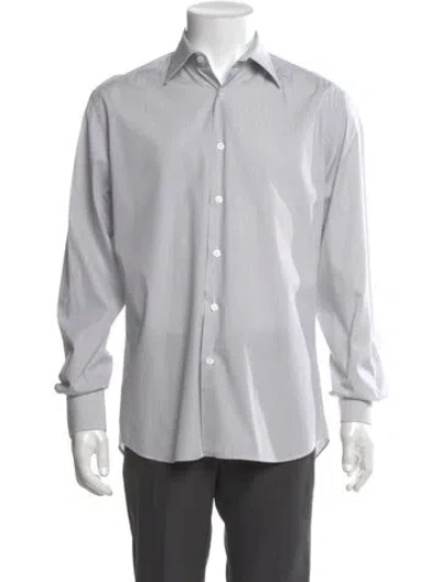 Pre-owned Prada 2014 Striped Dress Shirt In White
