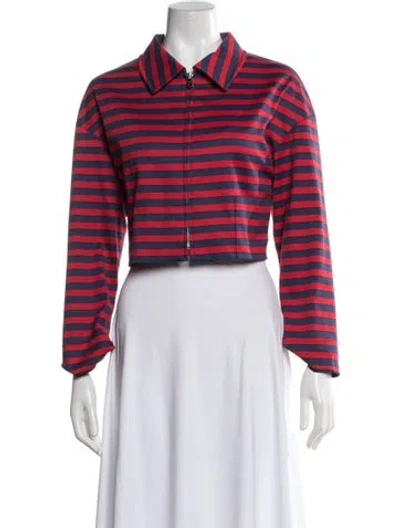 Pre-owned Prada 2014 Striped Jacket In Metallic/red