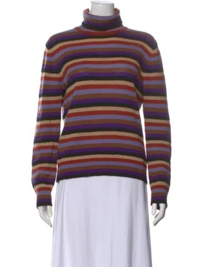 Pre-owned Prada 2014 Striped Sweater In Purple