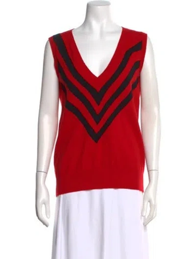 Pre-owned Prada 2014 Striped Sweater In Red