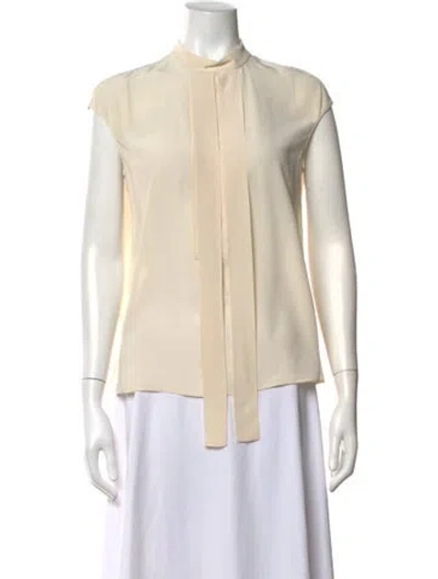 Pre-owned Prada 2014 Tie Neck Blouse In Neutrals