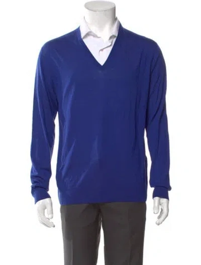 Pre-owned Prada 2014 Virgin Wool Cardigan In Blue