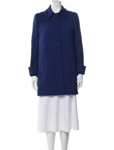 Pre-owned Prada 2014 Virgin Wool Coat In Blue