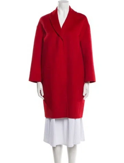 Pre-owned Prada 2014 Virgin Wool Coat In Red