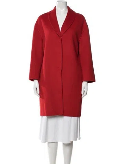 Pre-owned Prada 2014 Virgin Wool Coat In Red