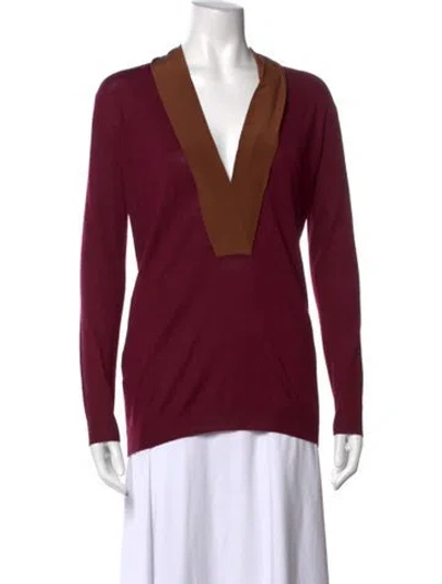 Pre-owned Prada 2014 Wool Sweater In Burgundy