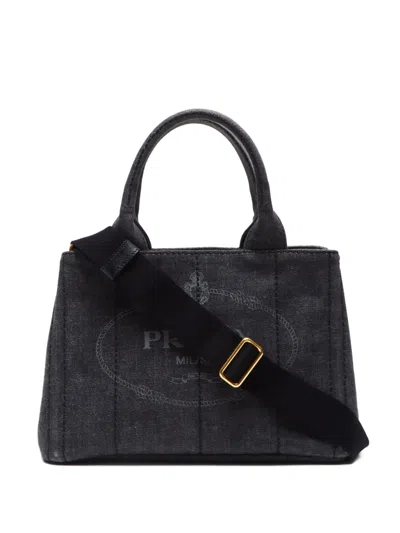 Pre-owned Prada 2015-2024 Canapa Two-way Bag In 灰色