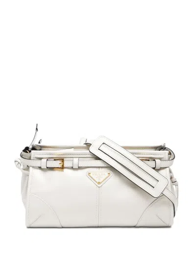 Pre-owned Prada 2015-2024 Logo-triangle Shoulder Bag In White