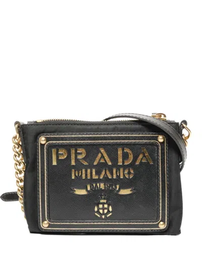 Pre-owned Prada 2015-2025 Mini Logo-plaque Cross Body Bag In Black