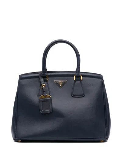 Pre-owned Prada 2015-2025 Saffiano Lux Parabole Tote Bag In Blue