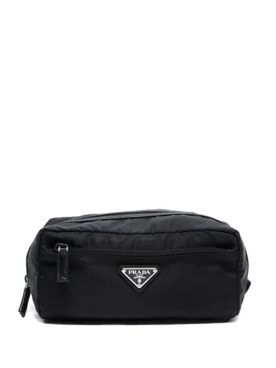 Pre-owned Prada 2015-2025 Triangle-logo Pouch In Black