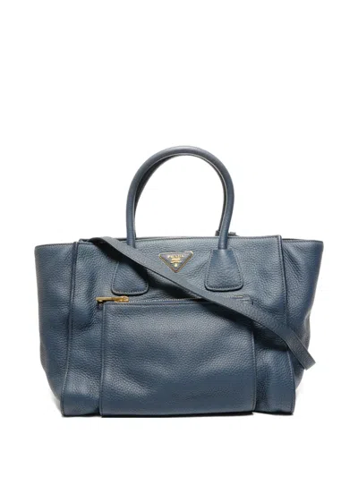 Pre-owned Prada 2015-2025 Triangle-logo Tote Bag In Blue