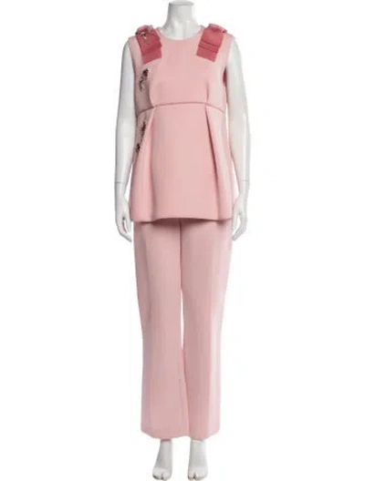 Pre-owned Prada 2015 Bow Accents Pant Set In Pink