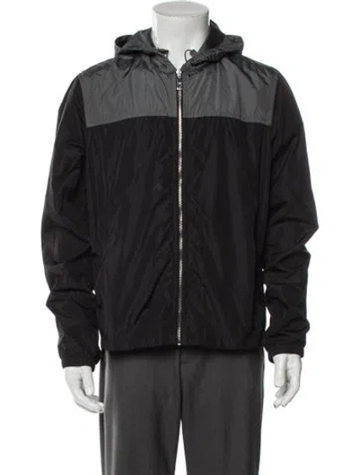 Pre-owned Prada 2015 Colorblock Pattern Windbreaker In Black
