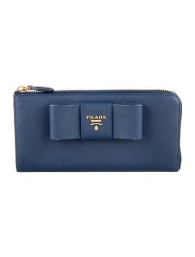 Pre-owned Prada 2015 Continental Wallet In Blue