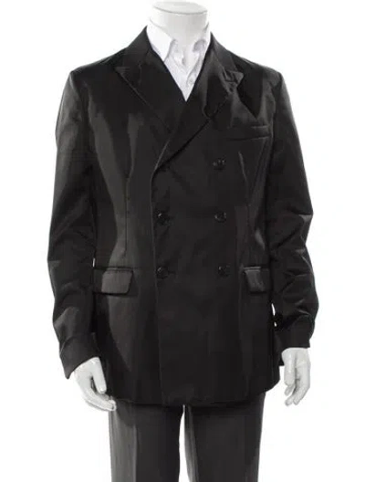 Pre-owned Prada 2015 Enameled Metal Triangle Blazer In Black