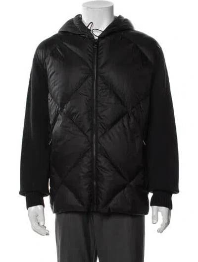 Pre-owned Prada 2015 Enameled Metal Triangle Puffer Coat In Black