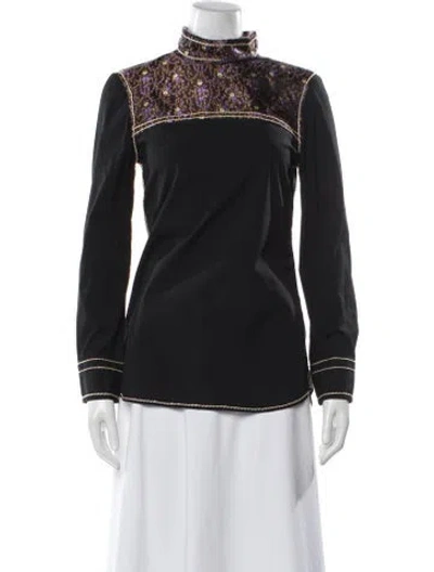 Pre-owned Prada 2015 Floral Print Blouse In Black