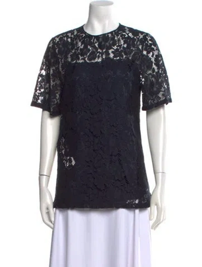 Pre-owned Prada 2015 Lace Pattern Top In Blue