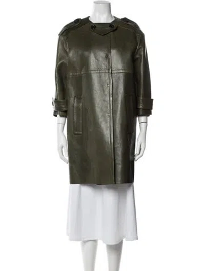 Pre-owned Prada 2015 Leather Coat In Green