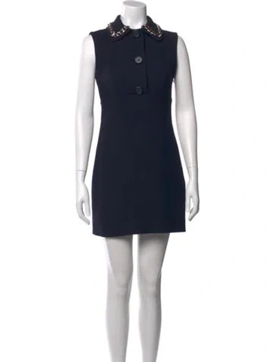 Pre-owned Prada 2015 Mini Dress In Blue