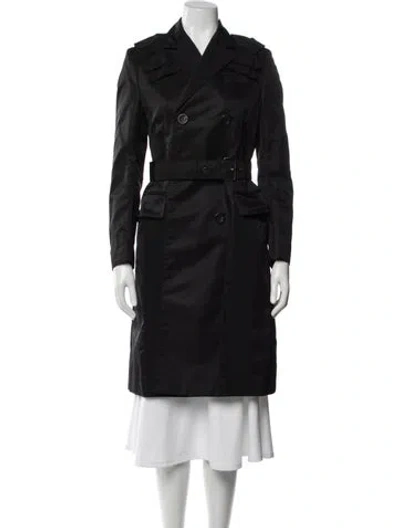 Pre-owned Prada 2015 Nylon Trench Coat In Black
