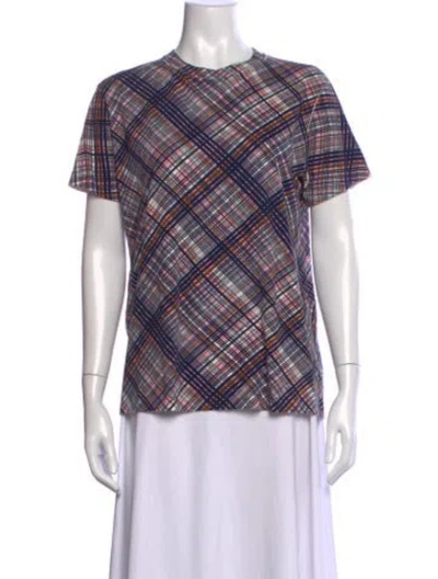 Pre-owned Prada 2015 Plaid Print T-shirt In Blue