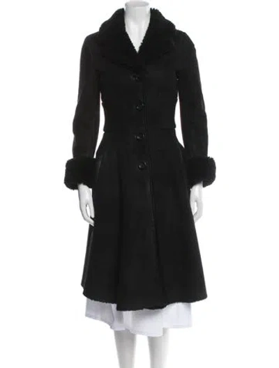 Pre-owned Prada 2015 Shearling Fur Coat In Black