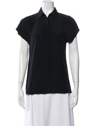 Pre-owned Prada 2015 Short Sleeve Button-up Top In Blue