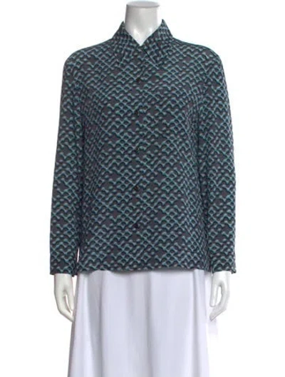 Pre-owned Prada 2015 Silk Blouse In Gray
