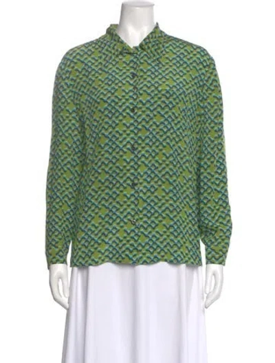 Pre-owned Prada 2015 Silk Blouse In Green