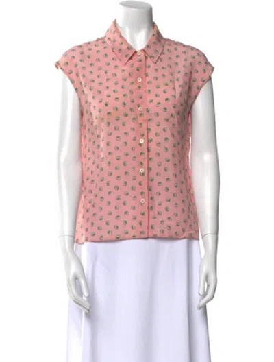 Pre-owned Prada 2015 Silk Button-up Top In Pink
