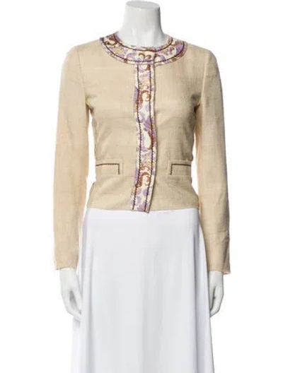 Pre-owned Prada 2015 Silk Evening Jacket In Neutral