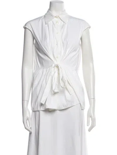 Pre-owned Prada 2015 Sleeveless Button-up Top In White
