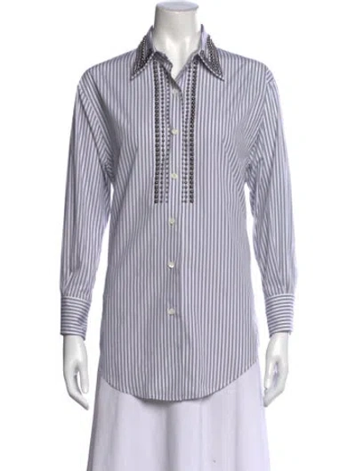 Pre-owned Prada 2015 Striped Button-up Top In Gray