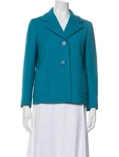 Pre-owned Prada 2015 Virgin Wool Blazer In Blue