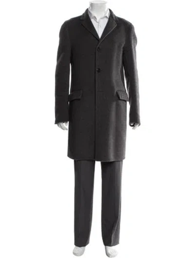 Pre-owned Prada 2015 Virgin Wool Overcoat In Gray