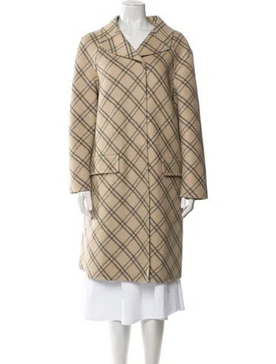 Pre-owned Prada 2015 Virgin Wool Trench Coat In Neutral