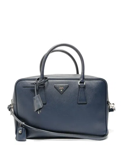 Pre-owned Prada 2015-2019 Saffiano Leather Tote Bag In Blue