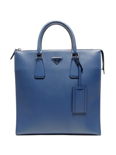 Pre-owned Prada 2015-2020 Triangle-logo Tote Bag In Blue