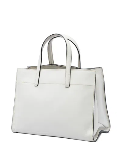 Pre-owned Prada 2015-2026 Saffiano Soft Triple Pocket Tote Satchel In White