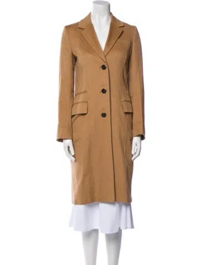 Pre-owned Prada 2016 Camel Leather Peacoat In Neutral